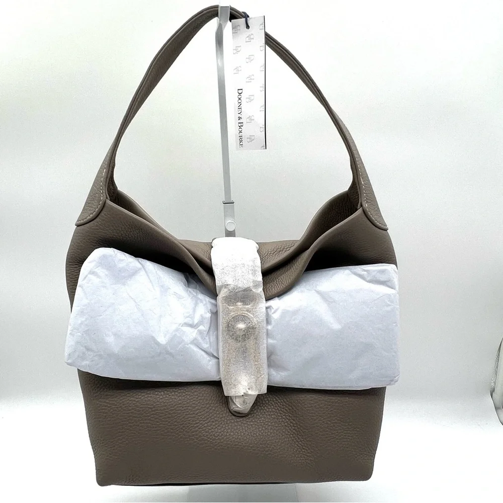 Dooney & Bourke NWT Lucca Logo Lock Hobo Taupe